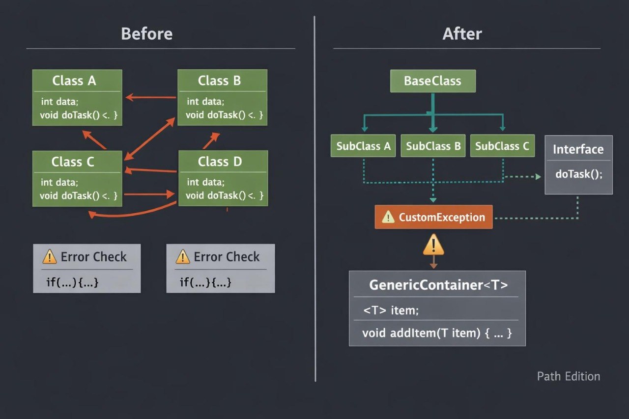 A dark infographic comparing a 'Before' state with an 'After' state using green, orange, and gray boxes connected by arrows on a charcoal background.